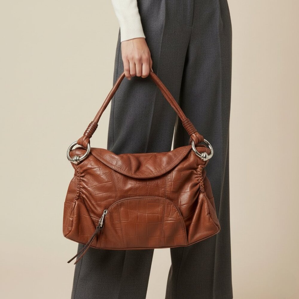 B. MAKOWSKY  | CROC LEATHER SATCHEL BOHO SHOULDER BAG